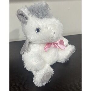 Dan Dee Pegasus Unicorn Plush White & Gray Pink Bow Stuffed Animal Soft Toy Gift